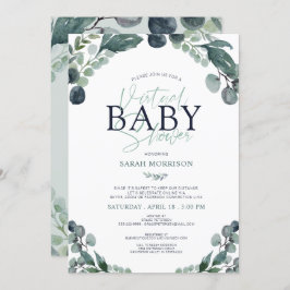 Invitación Azul Eucalyptus de Baby Shower virtual