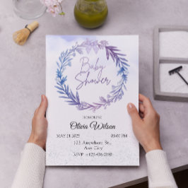 Invitación Azul Eucalyptus Floral Watercolor Baby Shower