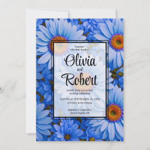 Invitación Azul floral azul girasol azul marrón Boda
