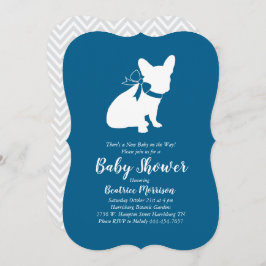 Invitación Azul francés Bulldog Baby Shower francés francés