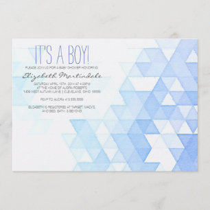 Invitación azul geométrica de Baby Shower de la