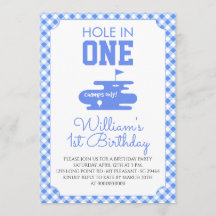 Azul Gingham Cumpleaños de Golf 1er año