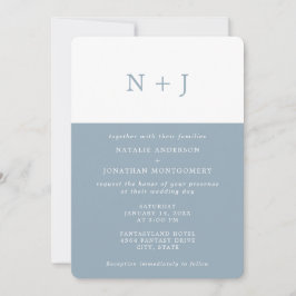 Invitación azul gris Sencillo elegante clásico Boda mínimo