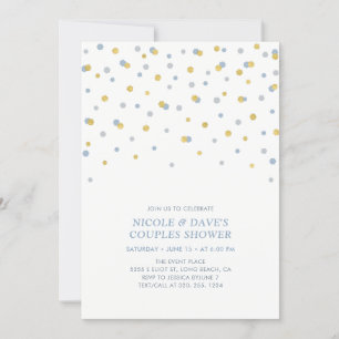Invitación Azul, Hexagón de oro Parejas Confetti Ducha de mat