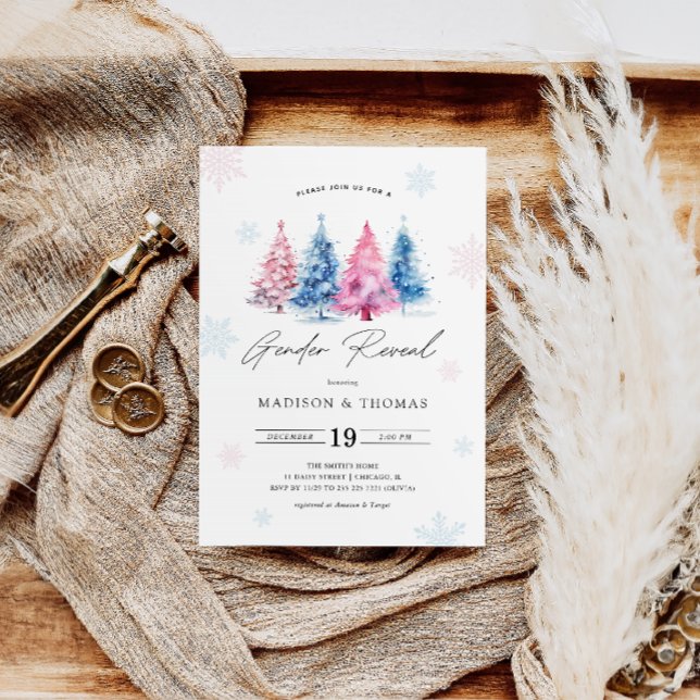 Invitación Azul invernal | Revelación de género de árbol de N (Subido por el creador)