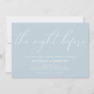Invitación Azul La Noche Antes de la Cena de Ensayo de Boda