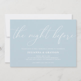 Invitación Azul La Noche Antes de la Cena de Ensayo de Boda