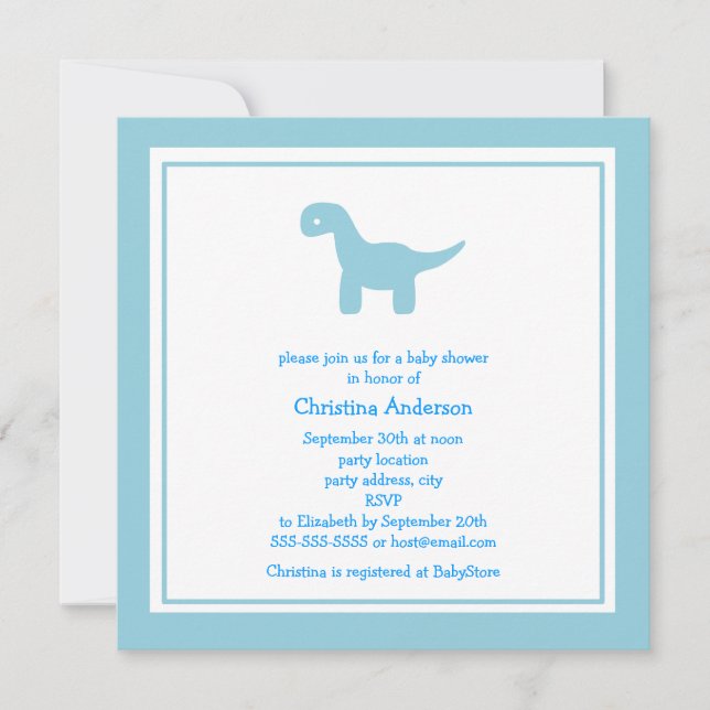 Invitación azul linda de Baby Shower del (Anverso)