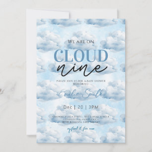Invitación Azul lindo Estamos en la ducha de nueve bebés en l