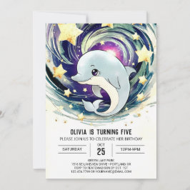 Invitación Azul mágico bajo el delfín marino cumpleaños