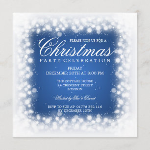 Invitación Azul mágico de la chispa del fiesta elegante