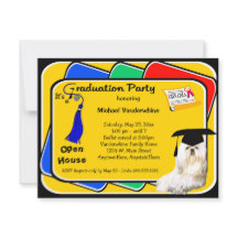 Invitación azul maltesa de la fiesta de graduación