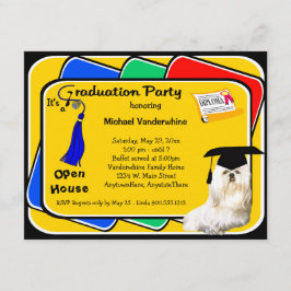 Invitación azul maltesa de la fiesta de graduación