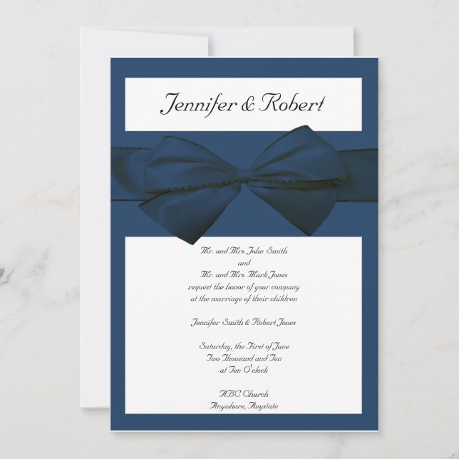 Invitación azul marina de la boda de la colección (Anverso)