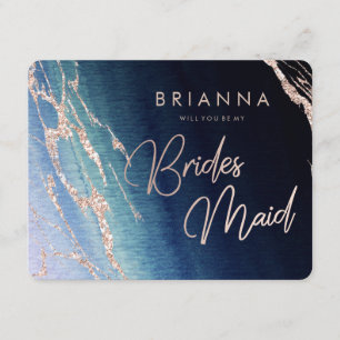 Invitación Azul Marino Agata Ombre ¿Serás Mi Dama de Honor