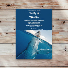 Invitación Azul marino Bajo El Océano Marino Boda De Playa De