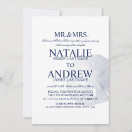Invitación Azul marino Boda de arena