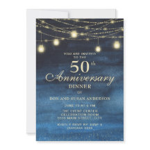 Azul Marino Brillante Dorado 50 Aniversario de Bod