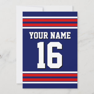 Invitación Azul marino con franjas blancas rojas Jersey