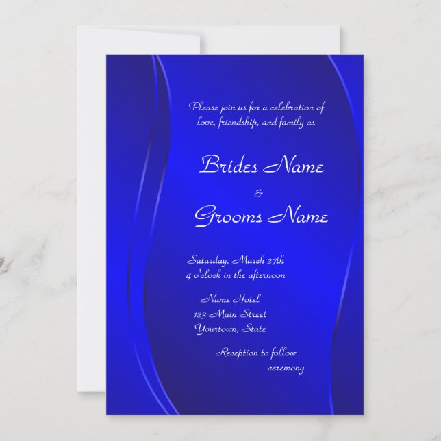 Invitación azul marino de la boda (Anverso)