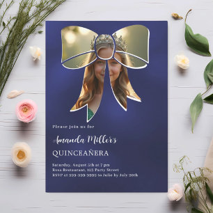 Invitación Azul marino de la imagen Quinceanera