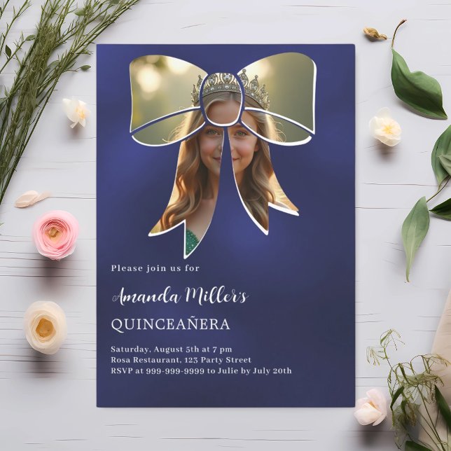 Invitación Azul marino de la imagen Quinceanera (Subido por el creador)