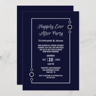 Invitación Azul marino feliz por siempre después de la recepc
