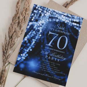 Invitación Azul Marino Fiesta de Cumpleaños 70 Sorpresa Ele