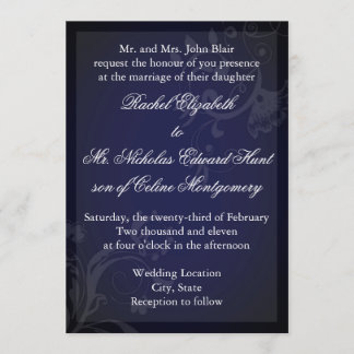Invitación Azul marino florece