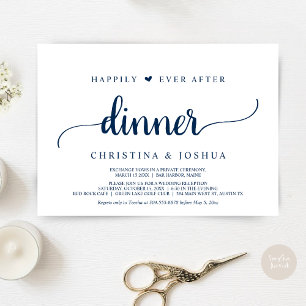 Invitación Azul Marino, Huida, Cena de Felices para Siempre
