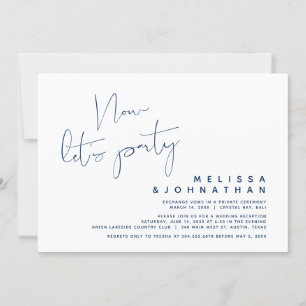 Invitación Azul Marino, Huida de Boda, Ahora vamos a la Fiest