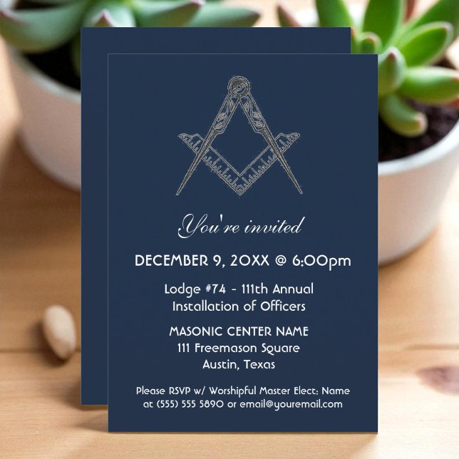 Invitación Azul marino Masonry de Masonry (Subido por el creador)