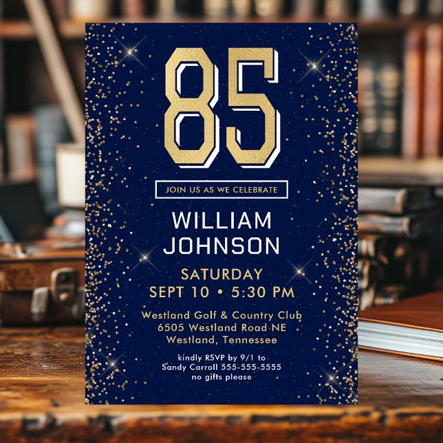 Invitación Azul marino moderno 85 cumpleaños (Subido por el creador)
