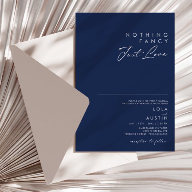 Invitación Azul marino moderno | Boda de Silver Nothing Fancy (Subido por el creador)