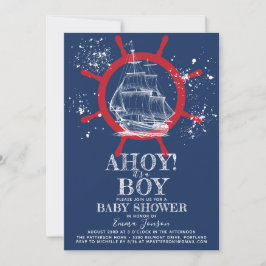 Invitación Azul marino nautico Baby Shower