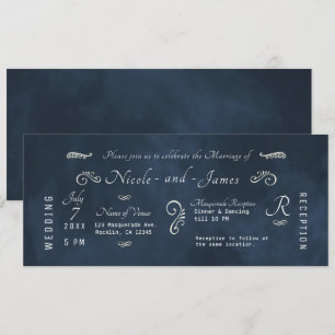 Invitación Azul Marino Oscuro Malhumorado Acuarela Boda Moder