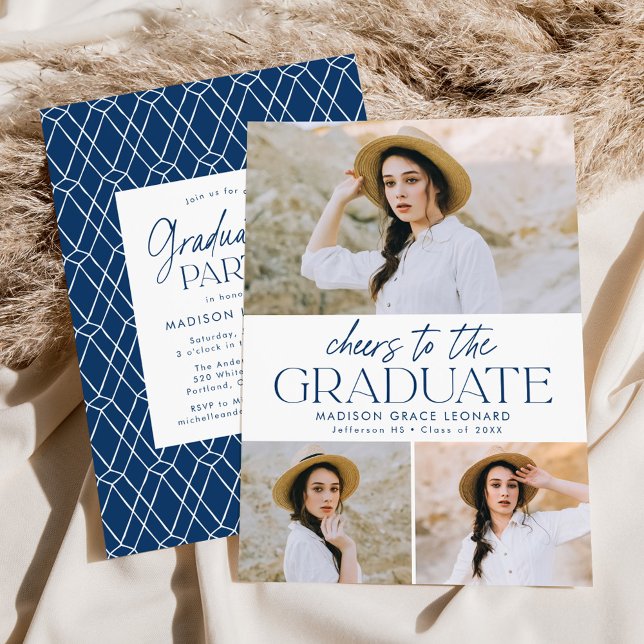 Invitación Azul Marino | Saludos a la fiesta de graduación de (Subido por el creador)