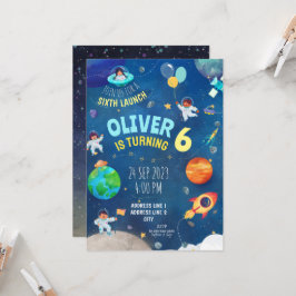 Invitación Azul marino, tema del espacio