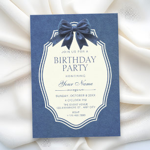 Invitación Azul marino terciopelo vintage cumpleaños elegante