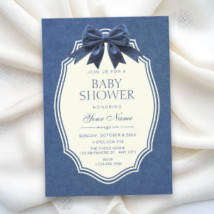 Invitación Azul marino terciopelo vintage elegante baby showe