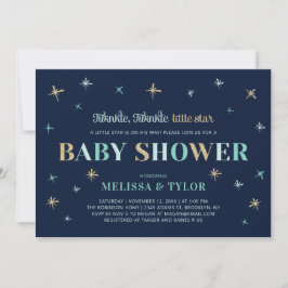 Invitación Azul marino | Twinkle Twinkle Little Star Boy Baby