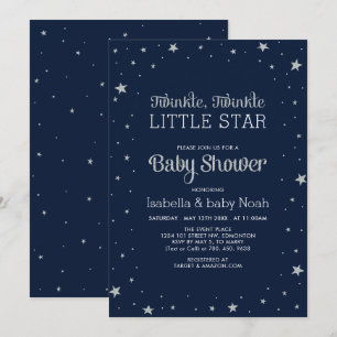 Invitación Azul Marino y Plata   Cumplecita de Estrellita