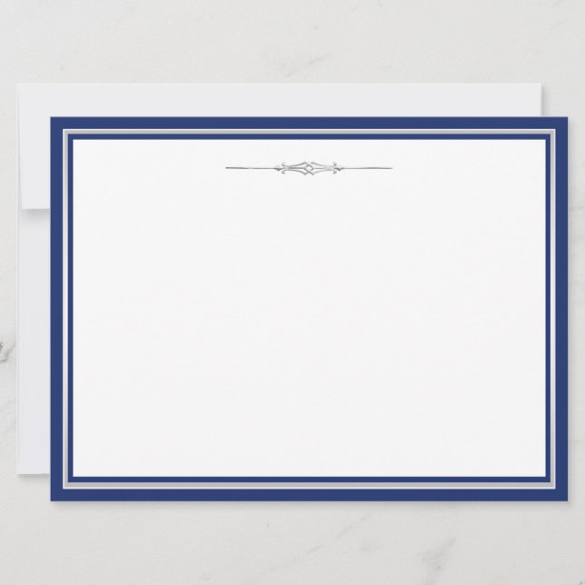 Invitación Azul Marino y Plateado (Anverso)
