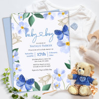 Azul mariposa Floral acuarela | Boy Baby Shower