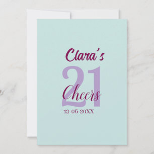 Invitación azul mauve brindis cumpleaños 21 agregar nombre fe