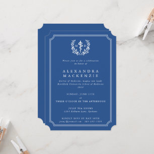 Invitación Azul MD Asclepio + Graduación Corona de Laurel