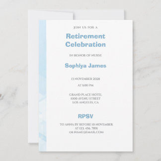 Invitación azul moderna para jubilación en atenció