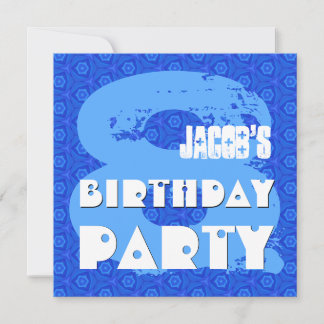 Invitación AZUL moderno 8º cumpleaños 8 años V11B