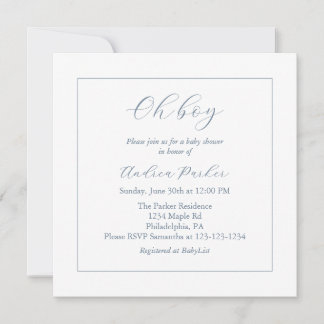 Invitación Azul mojado mínimo Oh niño Baby Shower