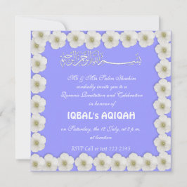 Invitación Azul musulmán Aqiqah del bebé